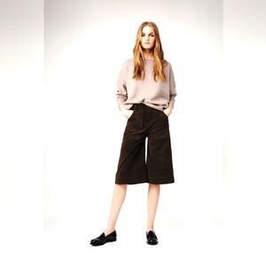 Frame Denim Women's Culotte Suede Leather Pants, Dark Brown, Sz 27, NWT